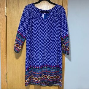 Alya Blue Knee Length Shift Dress - Size Medium